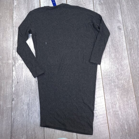 Kit and Ace Womens Wave Long Sleeve Shirt Dress Size 0 Gray Midi Fitted Cashmere - Picture 2 of 7